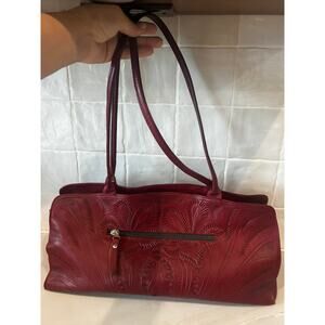 JL Salvador Handcrafted Tooled Leather Bag Red